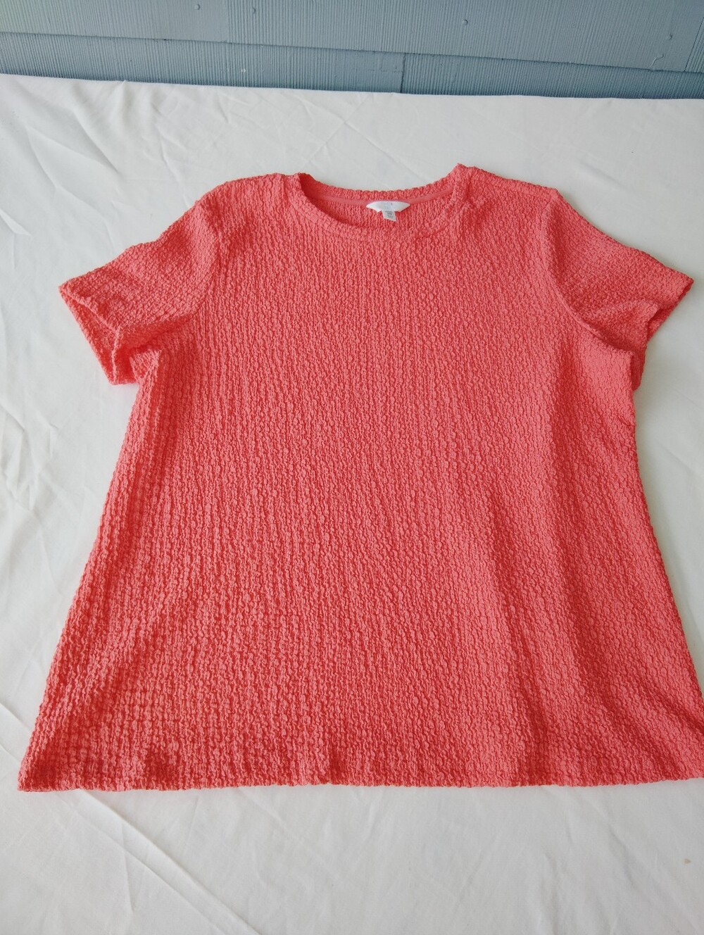 Time and Tru Coral Textured Short Sleeve Top Xxxl